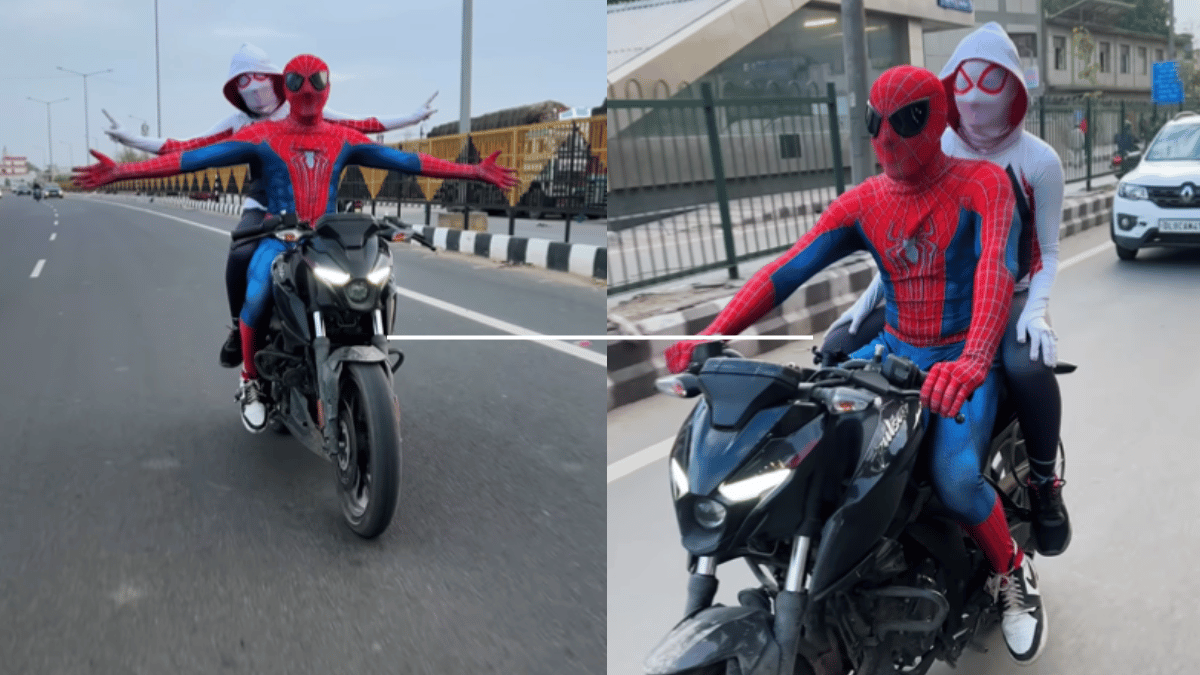 delhi-spiderman-couple-arrested-after-video-of-duo-doing-bike-stunts-goes-viral-watch